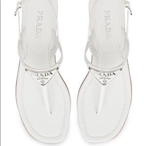 Prada White Leather Thong Sandal
